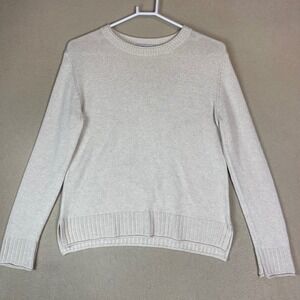 Pura Cashmere Women's XXS Beige‎ Knit Crew Neck Long Sleeve Sweater